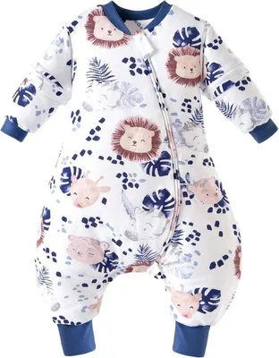 Productafbeelding van Famanu baby slaapzak met voetjes, afneembare mouwen, zebra/luipaardprint, 2,5 TOG, 90 cm