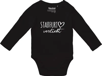 Produktbild von Huuraa Baby Body Staßfurt verliebt 62 Black  Baumwolle Fairtrade Langarmbody Geschenkidee