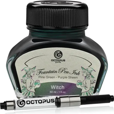Produktbild von Octopus Fluids Füllhaltertinte Sheen mit Konverter, Witch, Grün, 30 ml