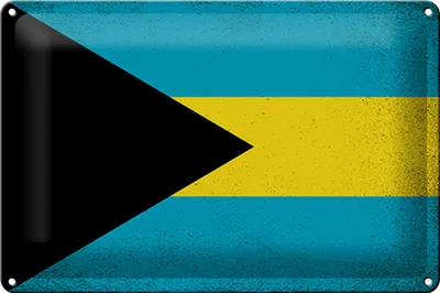 Produktbild von Blechschild Flagge Bahama 30x20cm Flag of Bahamas Vintage