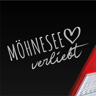Produktbild von Auto Aufkleber Möhnesee verliebt Herz See Sea Liebe Car 19x8 cm Silber Sticker Heckscheibenaufkleber