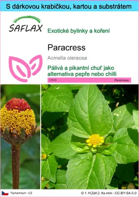 Obrázek produktu pro SAFLAX Dárková sada - paracress - Acmella oleracea - 500 Semena - S dárkovou krabičkou, přepravním štítkem, dárkovou kartou a pěstebním médiem