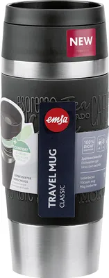Image de emsa Mug isolant TRAVEL MUG Classic, 0,36 L., noir corps en inox de haute qualité, isolé sous vide, lavable - 1 pièce (N20202)