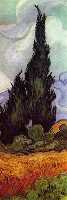 Zdjęcie produktu dla Vincent Van Gogh Art Print Obraz - Pole pszenicy z cyprysami, 1889 (158 x 53 cm)
