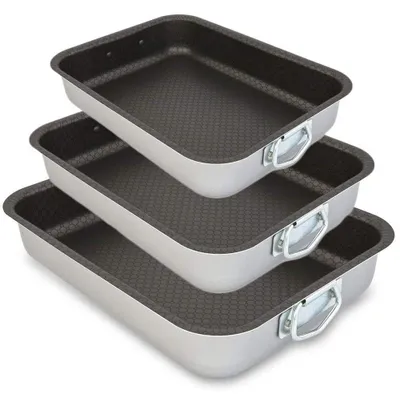 Produktbild von Set von 3 Backformen - Aluminium mit Antihaftbeschichtung - Durchmesser 35/30/25 cm