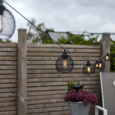 Zdjęcie produktu dla Girlanda solarna ogrodowa SUNLIGHT 8 lampek LED z abażurami IP44