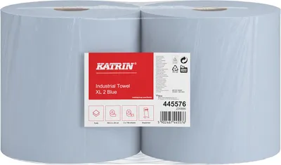 Obrázok produktu pre Ručník papírový Katrin Basic XL2, 2vrstvý, recykl, o 28 cm, 187,5 m, modrý, 2 ks (445576)