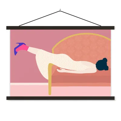 Produktbild von MuchoWow® Textilposter Vintage - Frauen - Pastell 120x80 cm mit schwarzem Rahmen - Wanddeko
