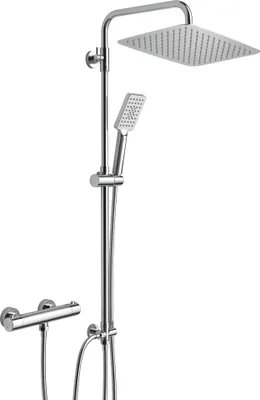 Produktbild von JOHO Thermostat Duschsystem mit Mischbatterie Duscharmatur, Edelstahl Duschstange, Regendusche Duschkopf-XXL Kopfbrause 35x25cm Chrom