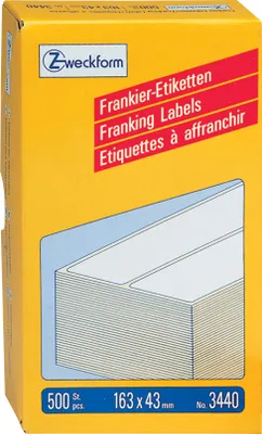 Produktbild von Avery Zweckform 3440, Frankier-Etiketten, 163 x 43 mm, 500 Etiketten, weiß