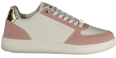 Produktbild von Weißer Damensneaker mit Rosa/Gold-Akzenten und Schnürsenkeln