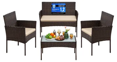 Obrázok produktu pre Sada Záhradného Nábytku Na Balkón Sada Záhradného Nábytku Z Polyirattanu Pe Vonkajší Nábytok Na Terasu Balkón Záhrada Hnedá