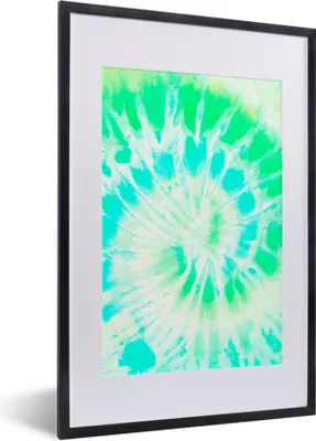 Produktbild von MuchoWow® Gerahmtes Poster Krawattenfärbung - Grün - Weiß 40x60 cm - Poster mit Schwarzem Bilderrahmen Wandposter Rahmen Foto Bilder - Poster in Rahmen