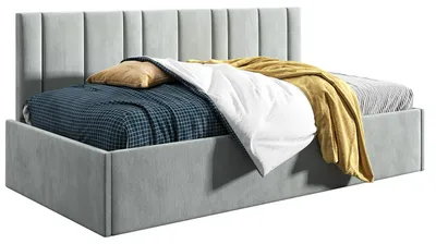Produktbild von Belvedo Jugendbett Polsterbett 80x200 cm - Hellgrau - Holzbett mit Lattenrost - Stoff Riviera 91 - Comfort Prato