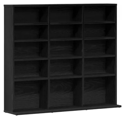 Produktbild von CD-Schrank in Schwarz mit Eichen-Optik 100x23x89,5 cm aus Holzwerkstoff