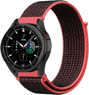 Produktbild von Strap-it Samsung Galaxy Watch 4 Classic 42mm Nylonarmband (Schwarz/Rot)