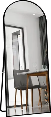 Obrázek produktu pro Fortuna Lai obloukové zrcadlo v plné délce, 80 x 180 cm Obloukové zrcadlo v plné délce, nástěnné, opřené, podlahové zrcadlo v plné délce jako toaletní zrcadlo do obývacího pokoje, černé
