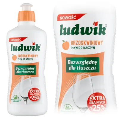 Zdjęcie produktu dla Ludwik Płyn Do Naczyń Brzoskwiniowy 450G - Mocne Mycie, Delikatny Dla Skóry