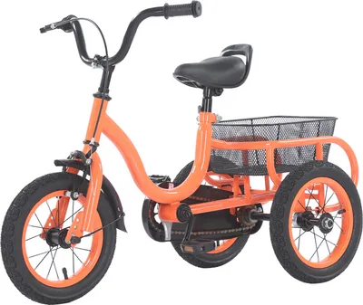 Image de Tricycle 12 pouces pour enfants, vélo pour enfants avec panier, orange, charge max. 25 kg