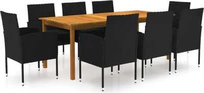Produktbild von The Living Store 9-tlg. Garten-Essgruppe Schwarz