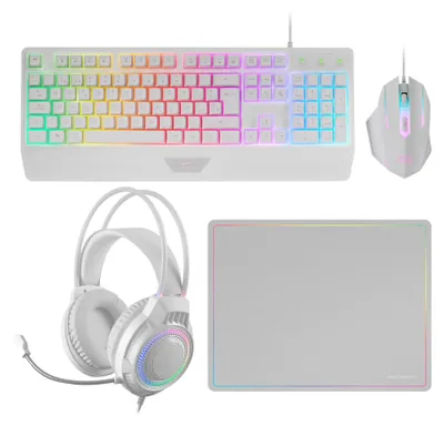 Immagine prodotto di Mars Gaming MCP124PRO, con cavo, USB, tastiera a membrana, layout AZERTY, illuminazione RGB, colore bianco