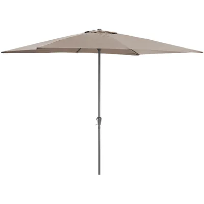 Produktbild von Sonnenschirm rechteckig mit Schirmständer 200 x 300 cm, Schirm mit Kurbel für Balkon oder Terrasse, Marktschirm, Gartenschirm, Terrassenschirm, knickbar mit Windauslass, taupe