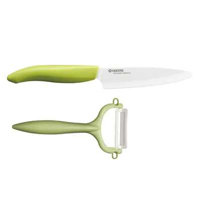 Produktbild von KYOCERA GEN GREEN Starter Set: Obst-und Gemüsemesser mit Schäler