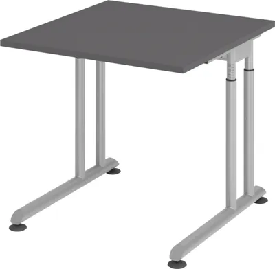 Produktbild von bümö Schreibtisch Serie-Z - Gestell: Silber, Größe:  80 x 80 cm, Nachbildung: Graphit