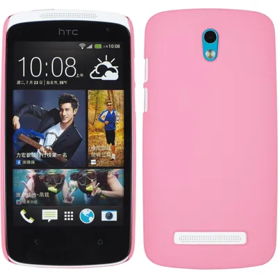 Produktbild von PhoneNatic Case kompatibel mit HTC Desire 500 - Hülle rosa gummiert Hard-case + 2 Schutzfolien