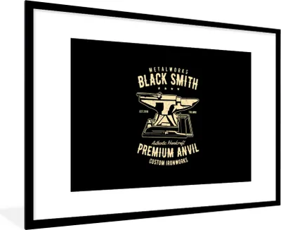 Produktbild von MuchoWow® MuchoWow® Gerahmtes Poster Mancave - Amboss - Vintage - Schwarz 90x60 cm - Poster mit zchwarzem Bilderrahmen - Wanddekoration - Fotos