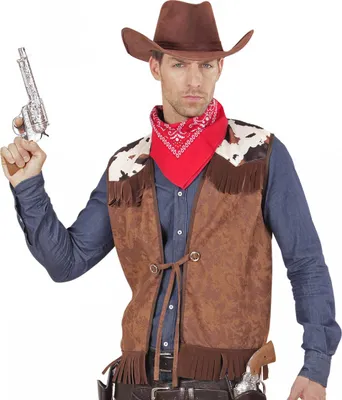 Produktbild von Braune Cowboy Weste mit Fransen im Wildleder Look Größe: XL