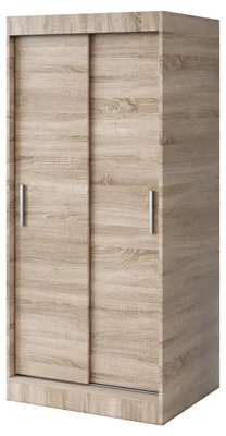 Zdjęcie produktu dla Szafa przesuwna 90x200cm - Dąb Sonoma - Szafa GOLD - z 5 półkami i 2 drążkami