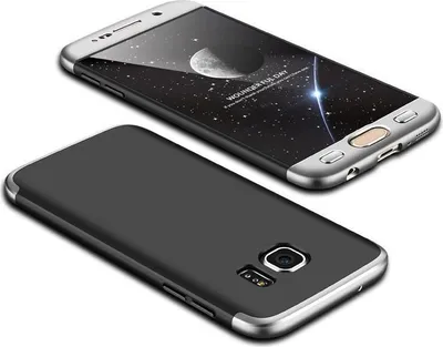 Produktbild von Hülle für Samsung Galaxy S7 360 Grad Schutz mit Displayglas Schutzglas Bumper Cover Galaxy S7 Farbe: Schwarz, Silber