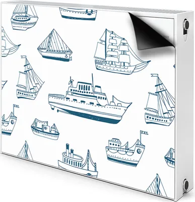 Produktbild von Magnet Heizkörperverkleidung Heizkörper-Abdeckung Heizung Heizkörper 110x60 cm  - Blau, Schiffe