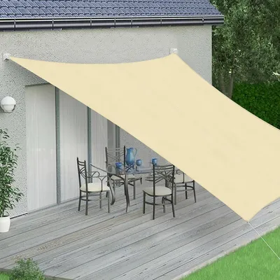 Produktbild von Sonnensegel Creme/Weiß Rechteck 2x4m Schatten UVSchutz Wetterfest Balkon Outdoor