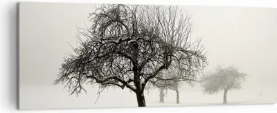 Produktbild von Bild auf Leinwand - Leinwandbild - Einteilig - Bäume Schnee Nebel - 140x50cm - Wand Bild - Wanddeko - Wandbilder - Leinwanddruck - Bilder - Wanddekoration - Leinwand bilder - Wandbild - AB140x50-4136