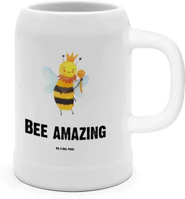 Produktbild von Mr. & Mrs. Panda Krug Biene König - Weiß - Geschenk, Bier Seidel, Tonkrug, Humpen, Steinkrug