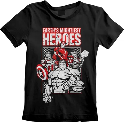 Immagine prodotto di Maglietta Marvel Comics Jugend Youth - Avengers Earths mightiest Heroes (schwarz) XL (9-11 Jahre)