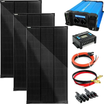 Produktbild von Komplettset 3x120 Watt Solarmodul 1070x580 1500 Watt FS1500D12V Spannungswandler 30A Laderegler