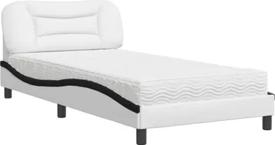Obrázek produktu pro vidaXL Postel s matrací "Hvar" bílá a černá 100x200 cm Imitace kůže