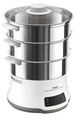 Productafbeelding van Tefal Convenient Series Deluxe VC502D, 3 manden, Roestvrij staal, Wit, Werkblad, Touchscreen, Voorpaneel, Roestvrij staal