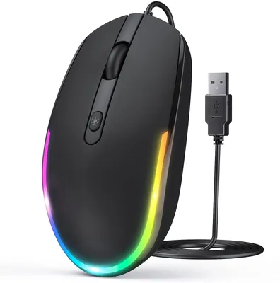 Produktbild von Maus mit Kabel RGB Beleuchtung 1600 DPI Computermaus mit LIGHTSYNC RGB-Farben Schwarz