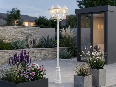 Produktbild von Konstsmide Parma Standleuchte weiß lackiertes Aluminium, klares Acrylglas 7227-250