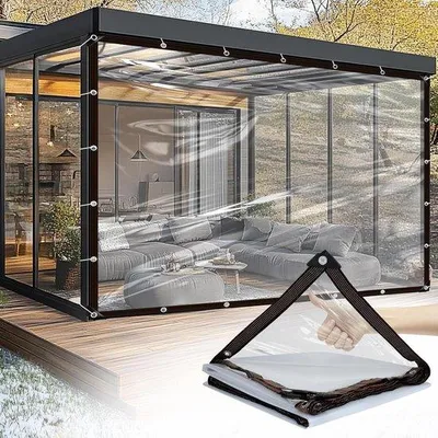 Produktbild von Transparanter Tageszeil für Außen - 2 x 6 m - Wasser- und UV-beständig mit Inslagringen