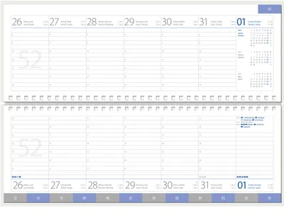 Produktbild von 2027 GÜSS Schreibtisch-Querkalender 1W. = 2S. mit Register