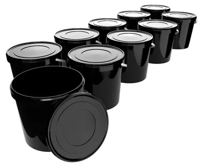 Produktbild von Eimer mit Deckel 10 L | Vorratseimer | Lebensmittelecht Schwarz | PP | 10 Stück