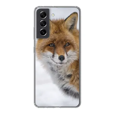Produktbild von MuchoWow® Handyhülle Schutzhülle Hülle für Samsung Galaxy S21 FE Fuchs - Porträt - Schnee Silikon Softcase Handy Hülle - Mobiltelefonhülle