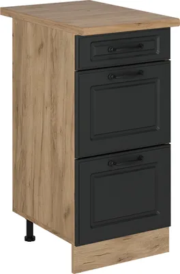 Produktbild von Küchenunterschrank Vicco R-Line Anthrazit Landhaus 40 cm mit Schubladen, AP Eiche, Model 53744