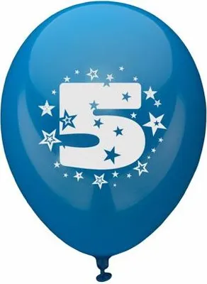 Produktbild von 6 Zahlenluftballons Ø 25 cm farbig sortiert "5"
