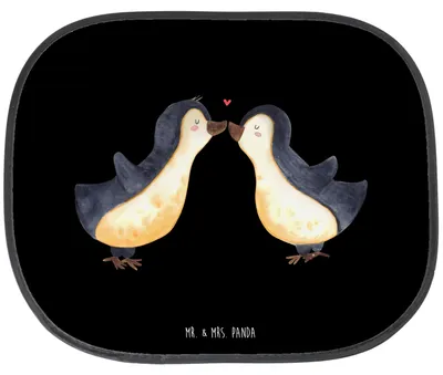 Produktbild von Mr. & Mrs. Panda Autoscheiben Sonnenschutz Pinguin Liebe - Schwarz - Geschenk, Love, Auto Fenster, saugnapf, Sonnenblende, autofenster, Freundin, Pärchen, Autoscheibe